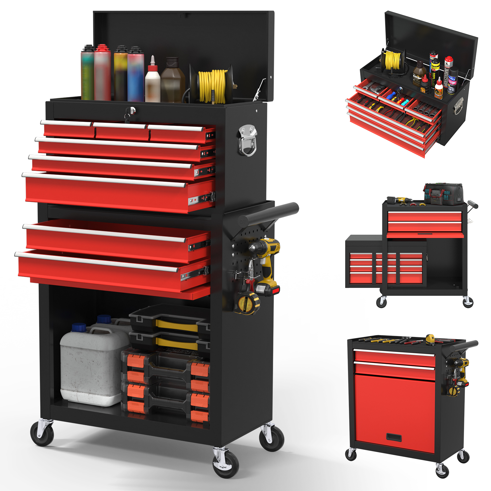 Workshop Tools Box - 5/8-Drawer Tool Chest Rolling Tool Cart