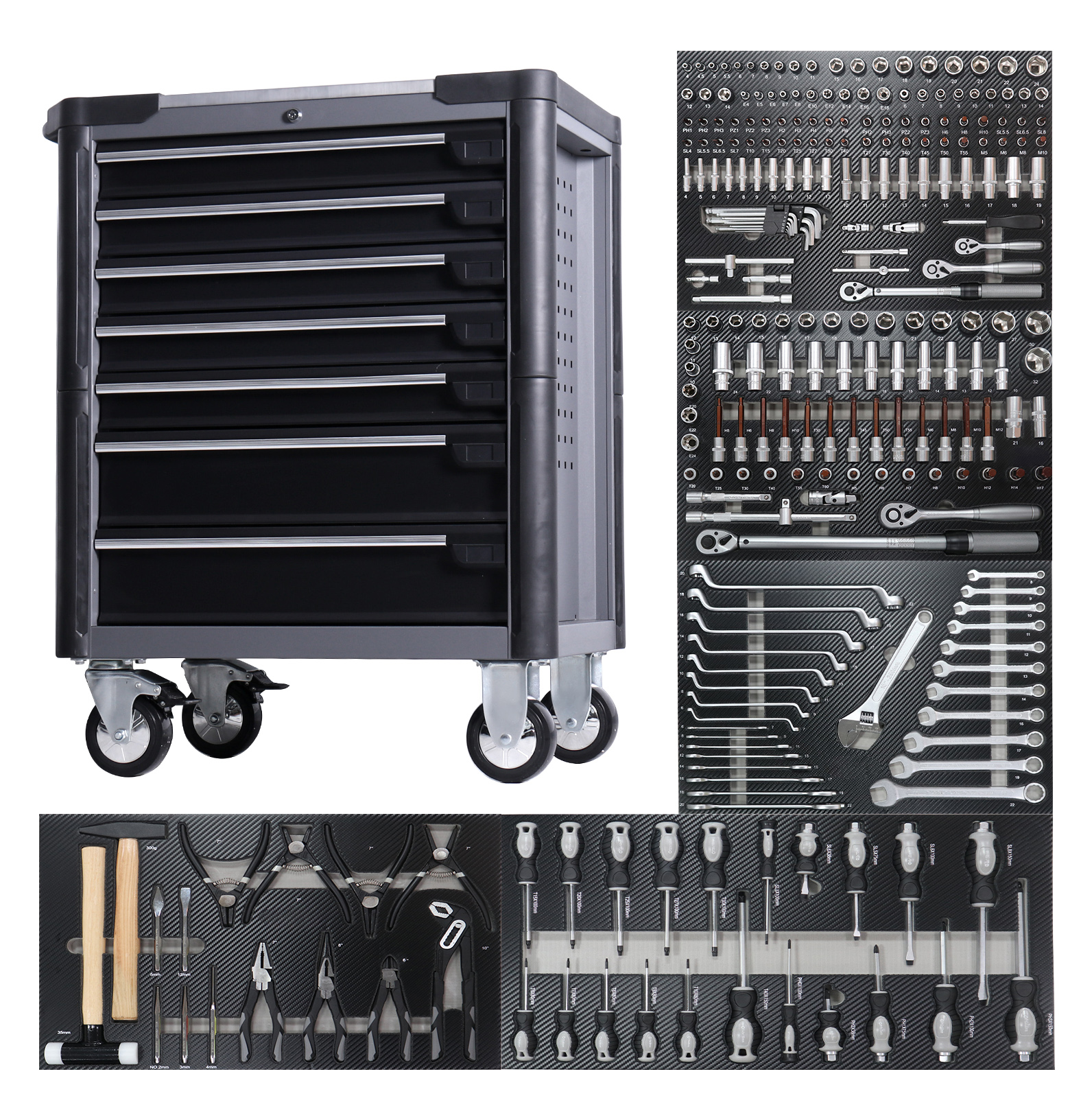 Workshop Tools Box - Pro 7-Draw Rolling Tools Cabinets &