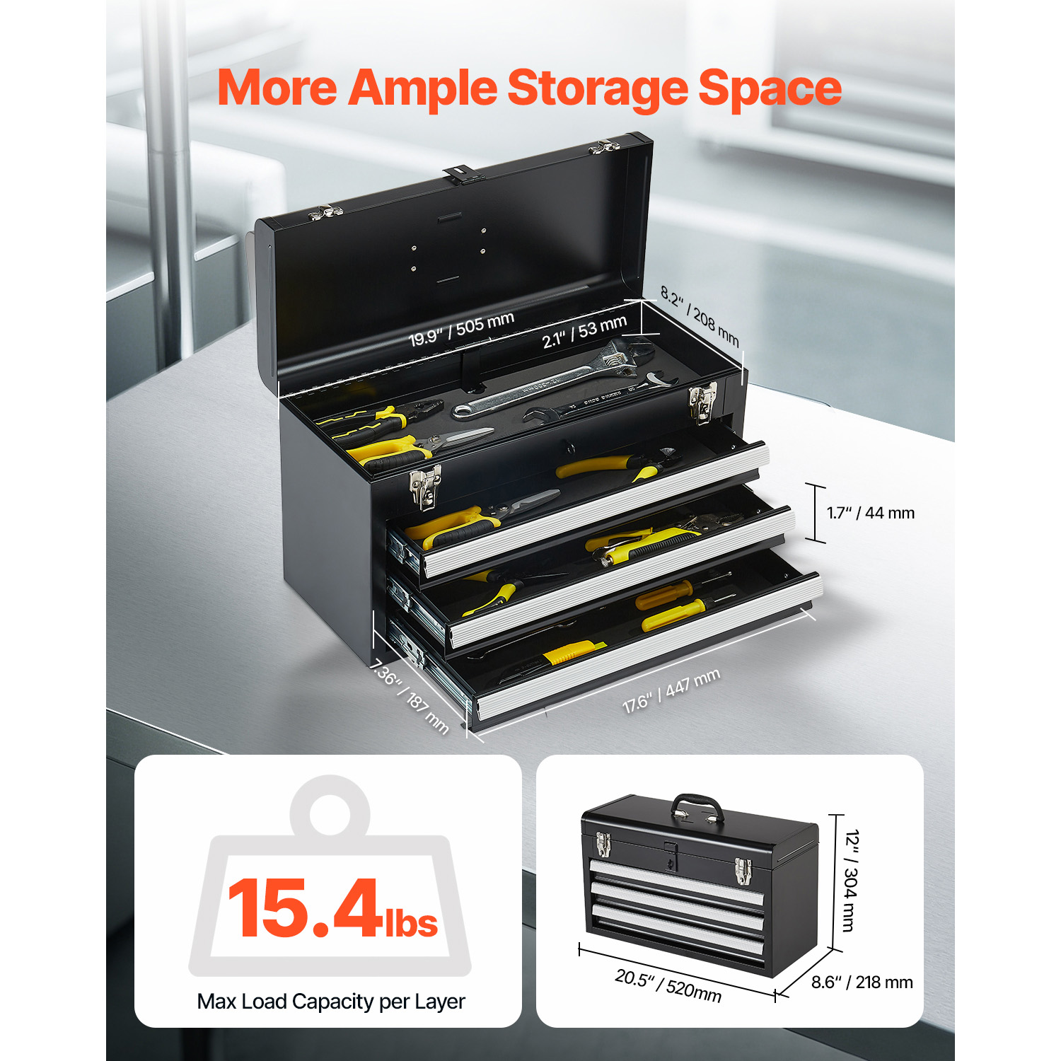 SucceBuy 20in 3-Drawer Metal T - Workshop Tools Box ulasan dan harga
