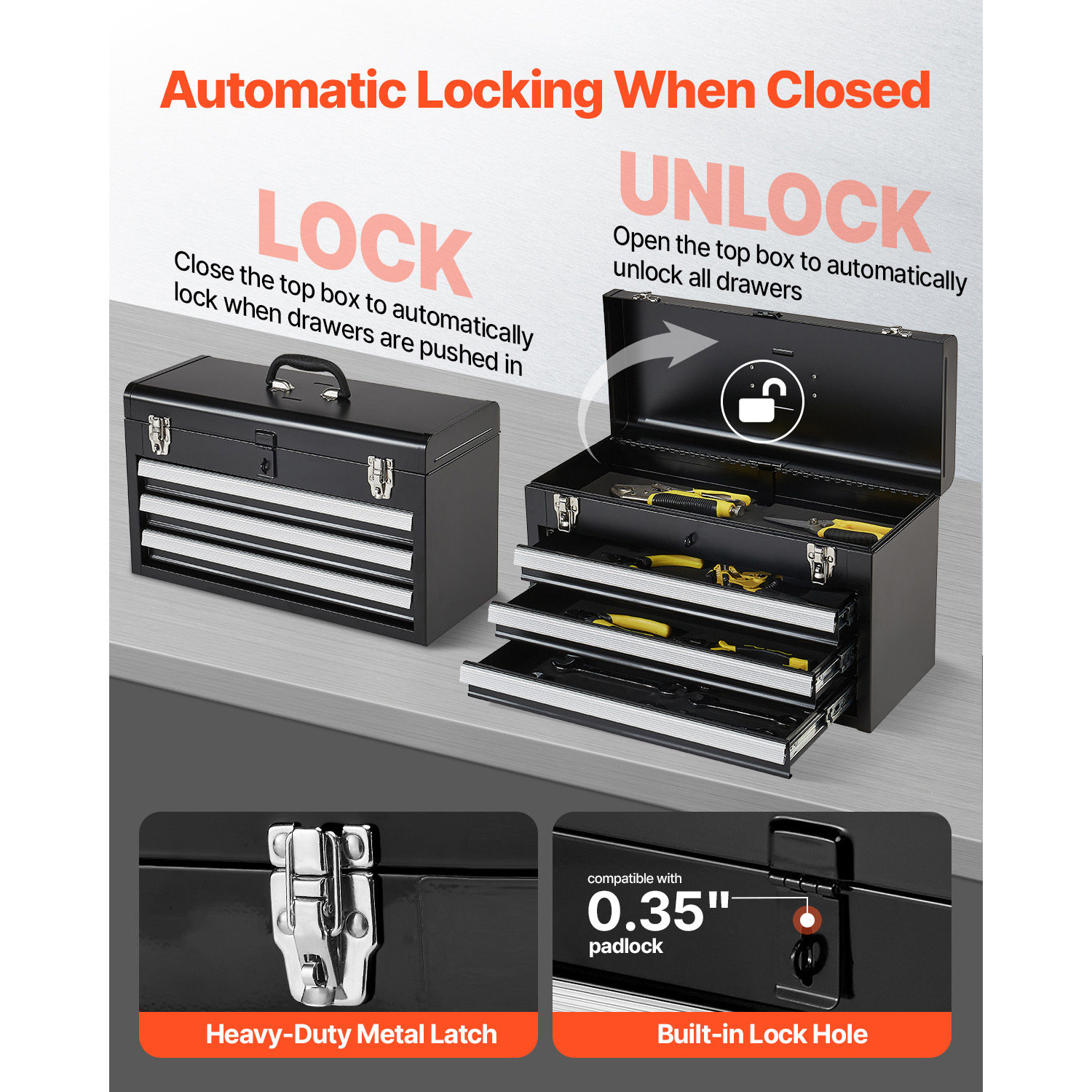 SucceBuy 20in 3-Drawer Metal T - Workshop Tools Box ulasan dan harga