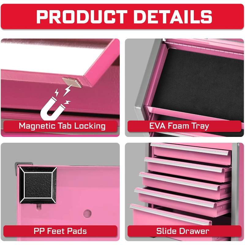 Rolling Pink 8 Drawer Tool Box - Workshop Tools Box ulasan dan harga