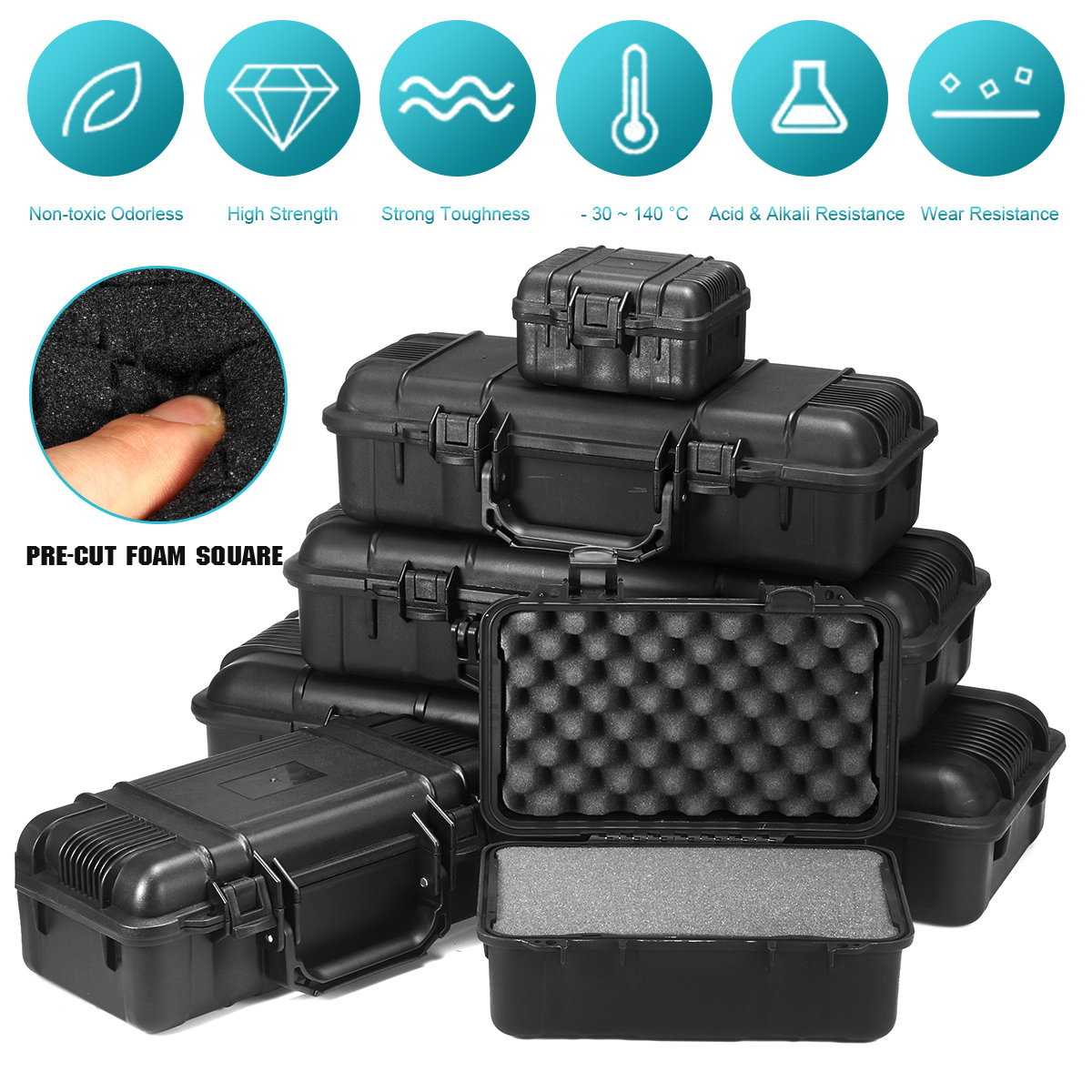 Waterproof 6 Sizes Black Hard  - Workshop Tools Box ulasan dan harga