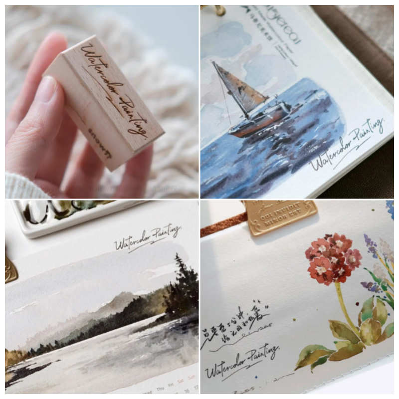 Wooden Rubber Stamps Watercolo - Tools Qa ulasan dan harga