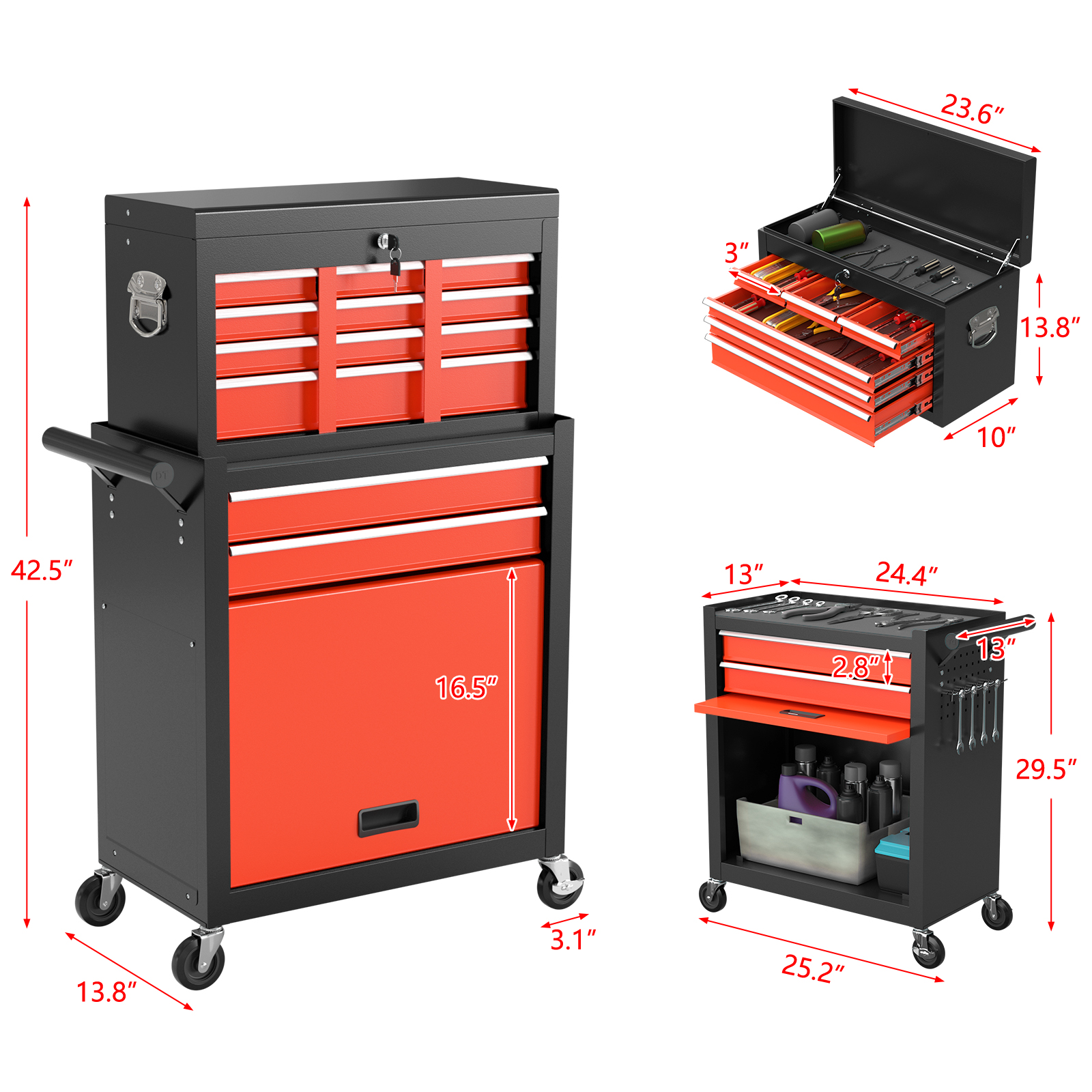 5/8-Drawer Tool Chest Rolling  - Workshop Tools Box ulasan dan harga